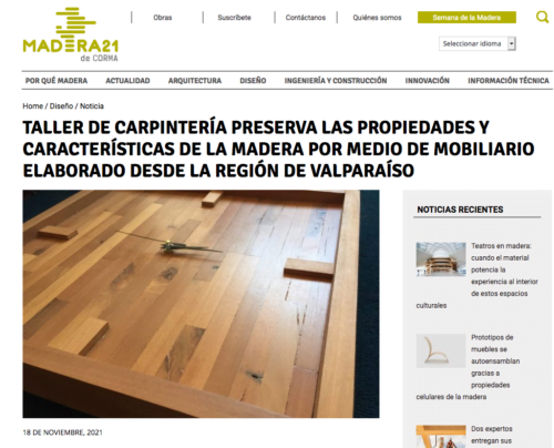 imagen de publicación de Taller Antílope en pagina web de madera 21
