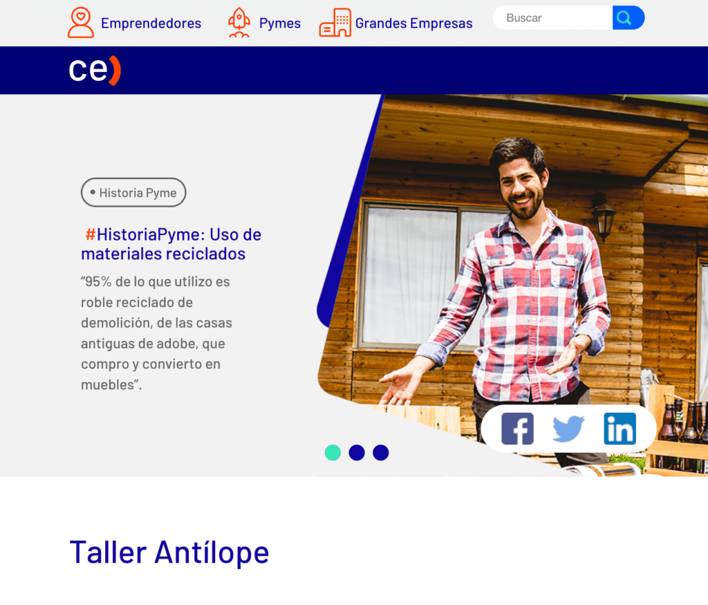 Publicación del taller en pagina de Entel Empresas